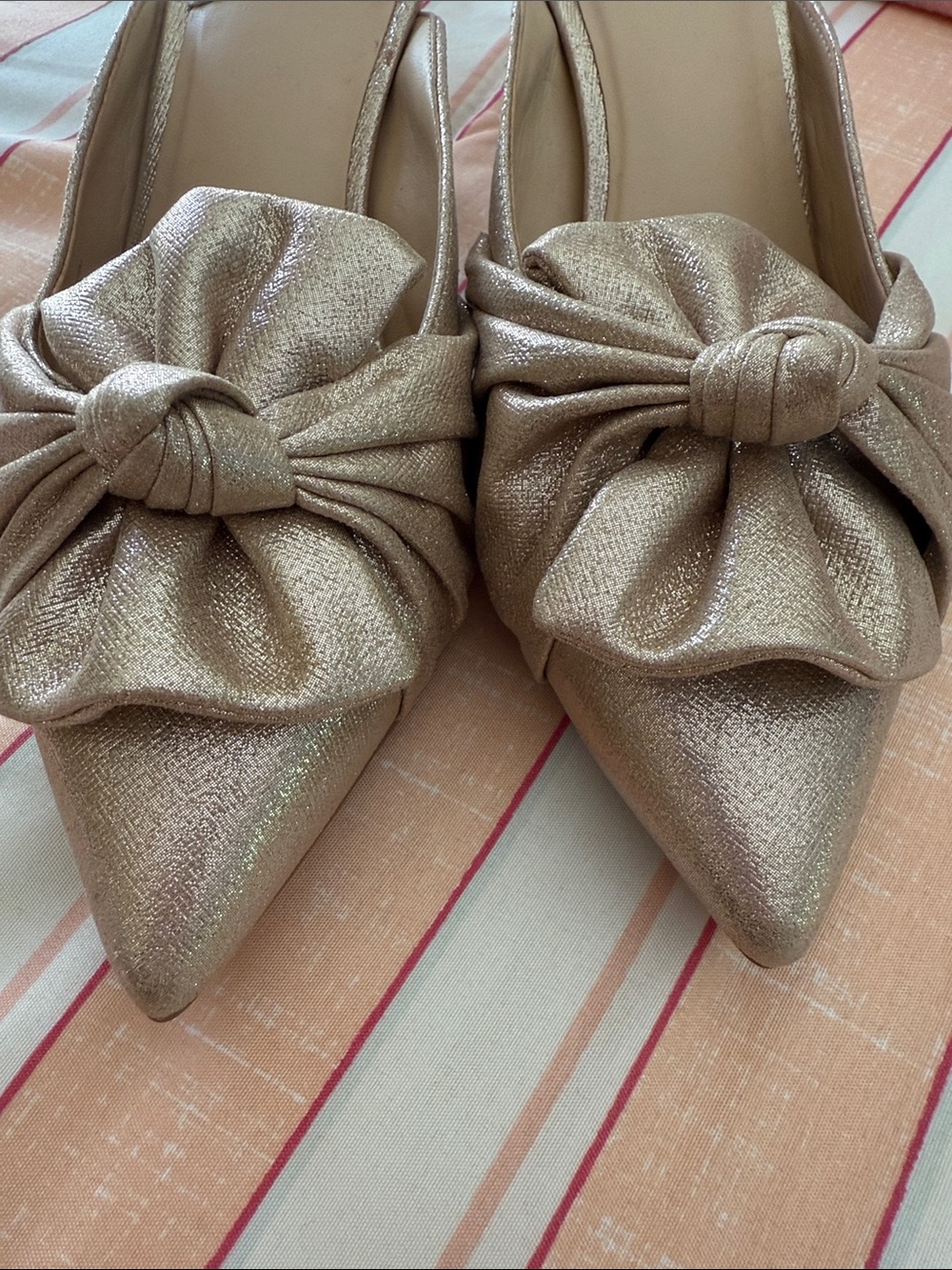 Metallic Taupe Knot Front Mule Heels - Women - Picture 2 of 2